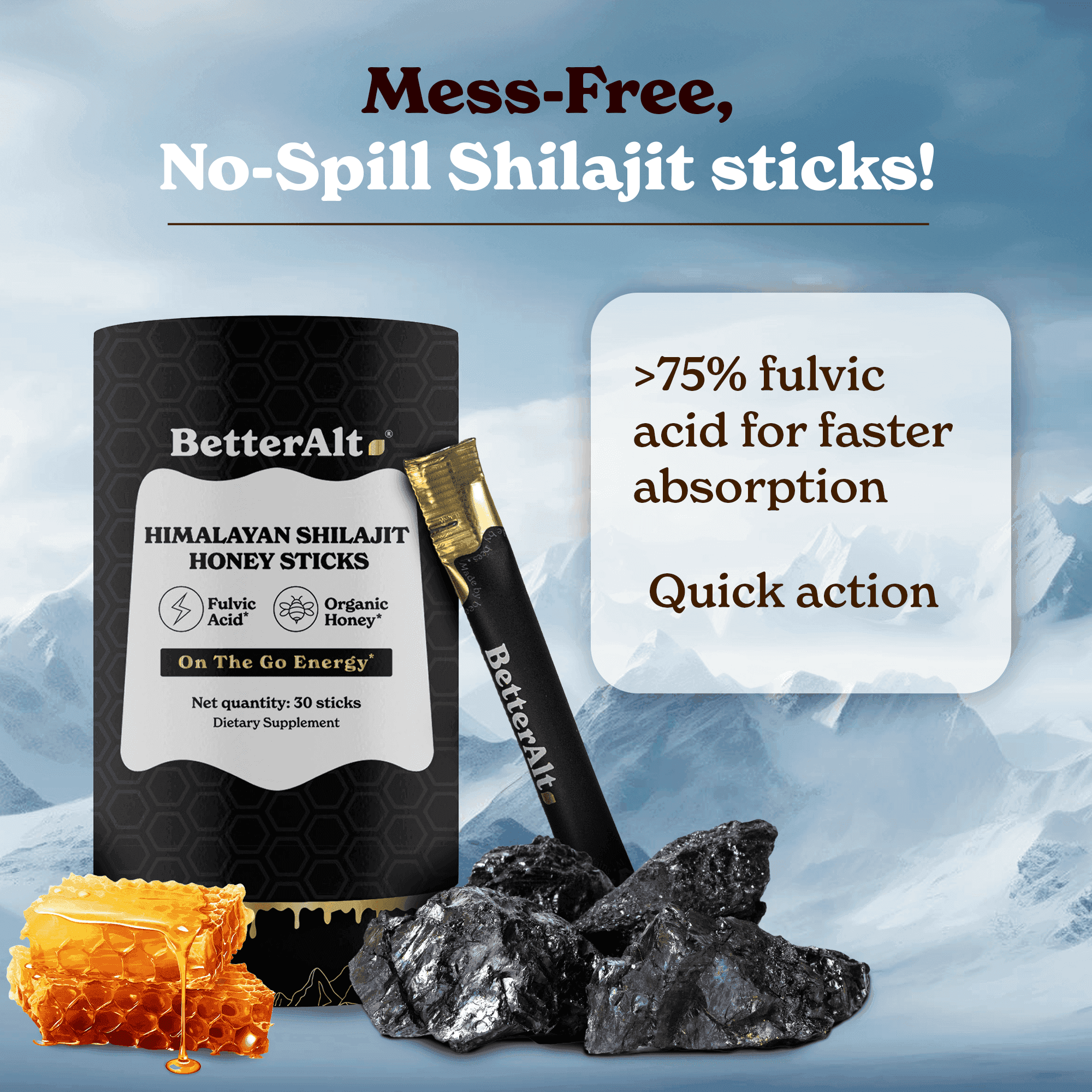 GOLD+ Shilajit Honey Sticks | All Flavor | Pack of 3